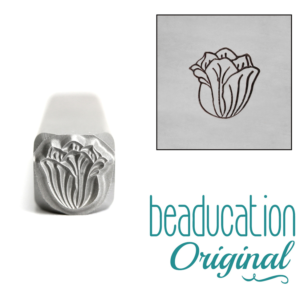 Metal Stamping Tools Tulip Flower Metal Design Stamp, 8mm - Beaducation Original